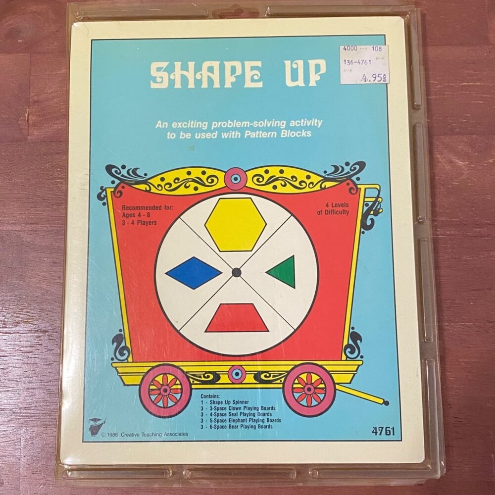 Vintage 80s Shape Up Game Homeschool Preschool Elementary Patterns Crafting